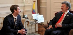 From Lto R: Facebook CEO and Founder, Mark Zuckerberg and President of Colombia, Juan Manuel Santos,