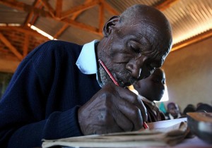 Stephen Ng'ang'a  Kimani Maruge, is honored with a Google Doodle for being a Guiness Book Record Holder as the oldest student. Google marks the 11th anniversary of his first day in school.