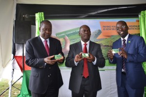 ICT Cabinet Secretary Dr Fred Matiang’i with Kiambu Governor William Kabogo during the launch of Kiambu County Digitika Programme today. The online-integrated Kiambu County card will enhance efficiency in revenue collections as transactions can be tracked.