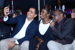 Airtel Kenya's CEO Adil El Youssefi, HR Director Irene Kitinya and Marketing Director Levi Nyakundi take a selfie at the Digital Content Products launch.