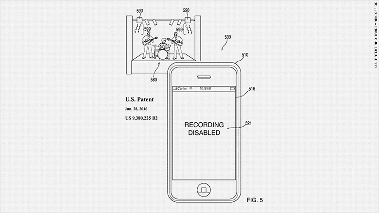 The patent shows how Apple will disable your phone video recording features.