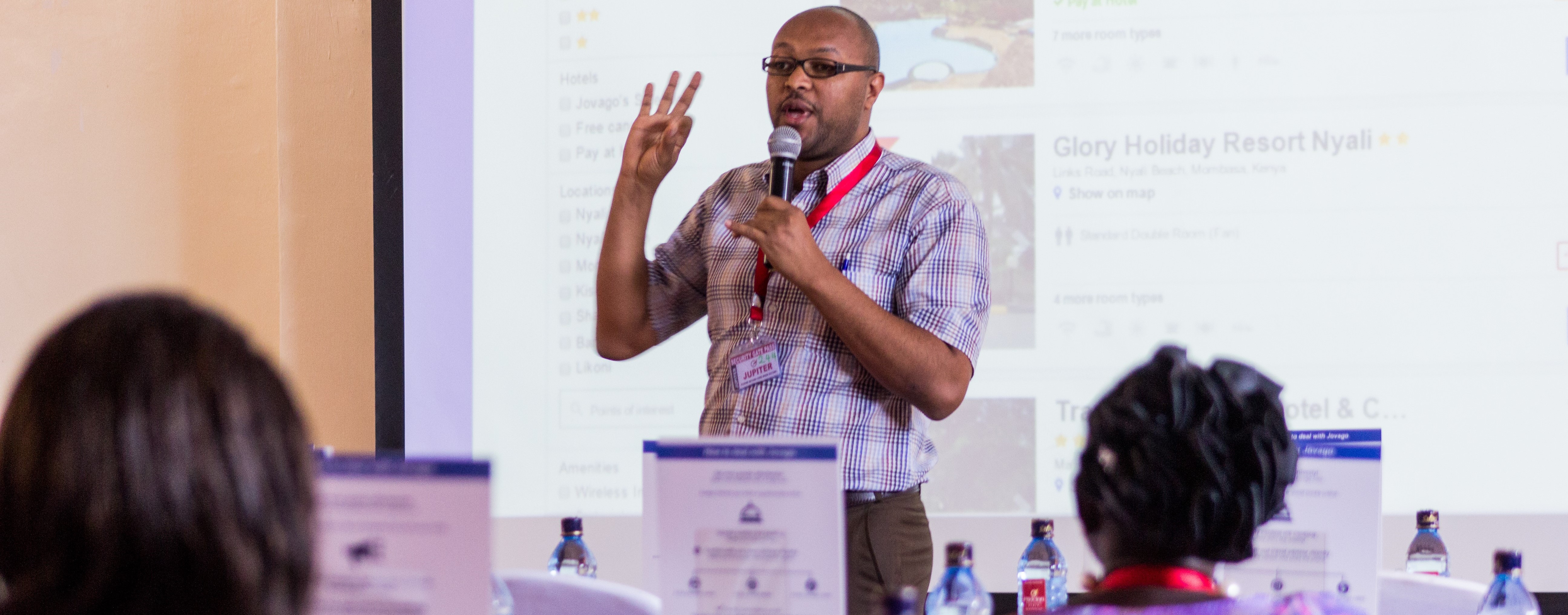 Yared Kifle - Head of Revenue Management East Africa during a training session with for hotel front desk staff