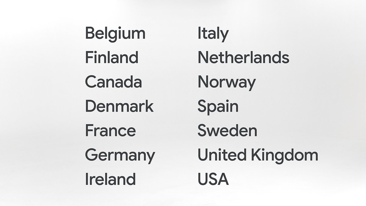 Countries available at launch