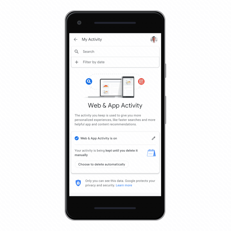 Google auto-delete controls for location history data