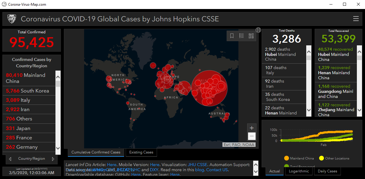 Corona virus map