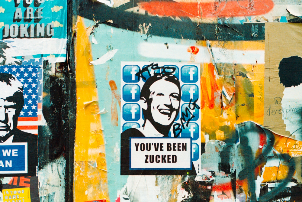 Zuckerberg art in London street