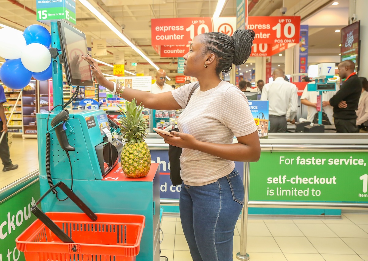 Carrefour self-checkout service at the Hub Karen