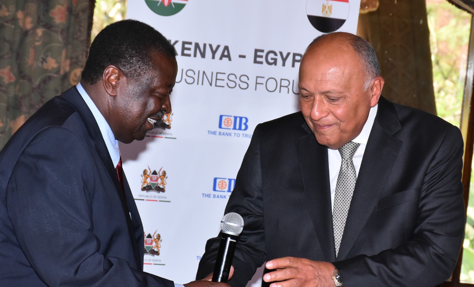 Prime Cabinet Secretary and Cabinet Secretary for Foreign and Diaspora Affair Musalia Mudavadi and Egypt's Foreign Minister Sameh Hassan Shoukry attend the Prime Cabinet Secretary and Cabinet Secretary for Foreign and Diaspora Affair Musalia Mudavadi and Egypt's Foreign Minister Sameh Hassan Shoukry attend the Kenya-Egypt Business Forum in Nairobi. The two called for closer cooperation to enhance trade between the two countriesin Nairobi. The two called for closer cooperation to enhance trade between the two countries