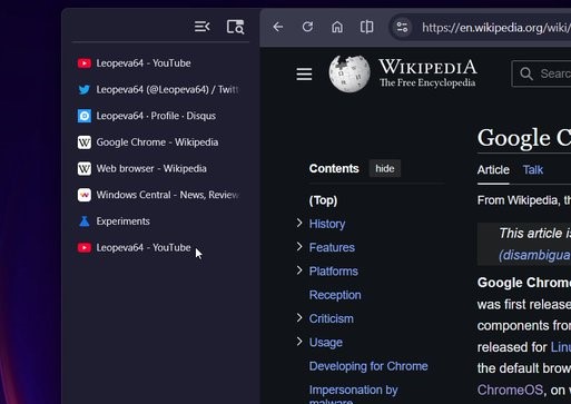 Chrome’s Vertical Tabs