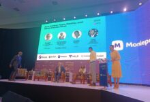 Mike Mompi of Enza Capital, Sir John Lazar of Enza Capital, Rawan Dareer of Hakimu, and Ambassador Philip Thigo, Special Envoy for Technology, during the AI in Africa panel at Africa Tech Summit Nairobi.