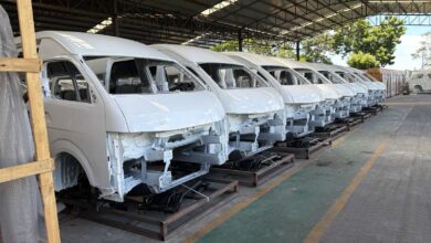 Partially assembled Ma3e electric vans at Associated Vehicle Assemblers in Mombasa, where BasiGo has begun local assembly using CKD kits.