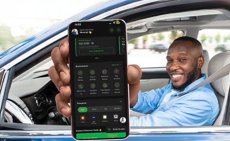 Safaricom My OneApp interface, illustrating how M-PESA transactions and telecom services are being combined into a single mobile platform.