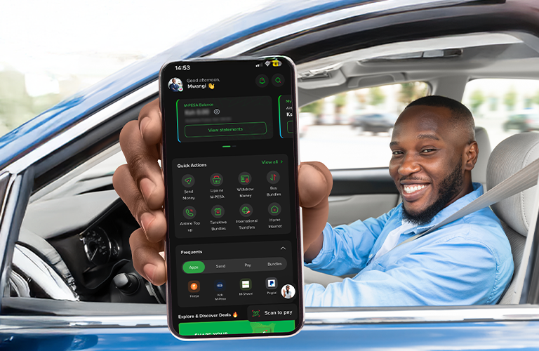 Safaricom My OneApp interface, illustrating how M-PESA transactions and telecom services are being combined into a single mobile platform.