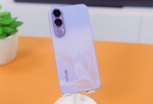 The Vivo V70 FE in a soft purple finish, showing its vertical dual-camera layout and minimalist rear design built around simplicity and balance.