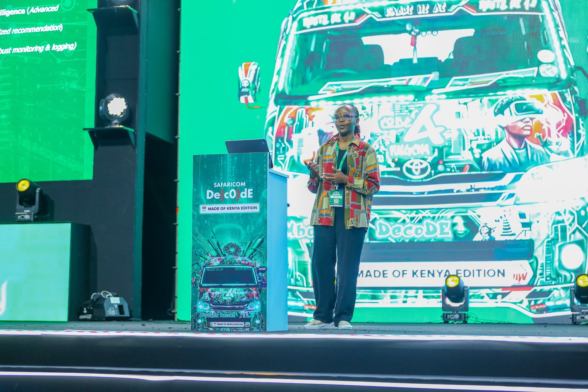 Brenda Kioko walks the audience through the Baze platform, a mobile-first video-on-demand service built around local and regional short-form content across entertainment, music, news, and sports.