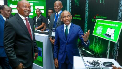 Safaricom CEO Peter Ndegwa walks Deputy President Kithure Kindiki through the company’s integrated digital platforms during a showcase at the Connected Africa Summit in Nairobi.