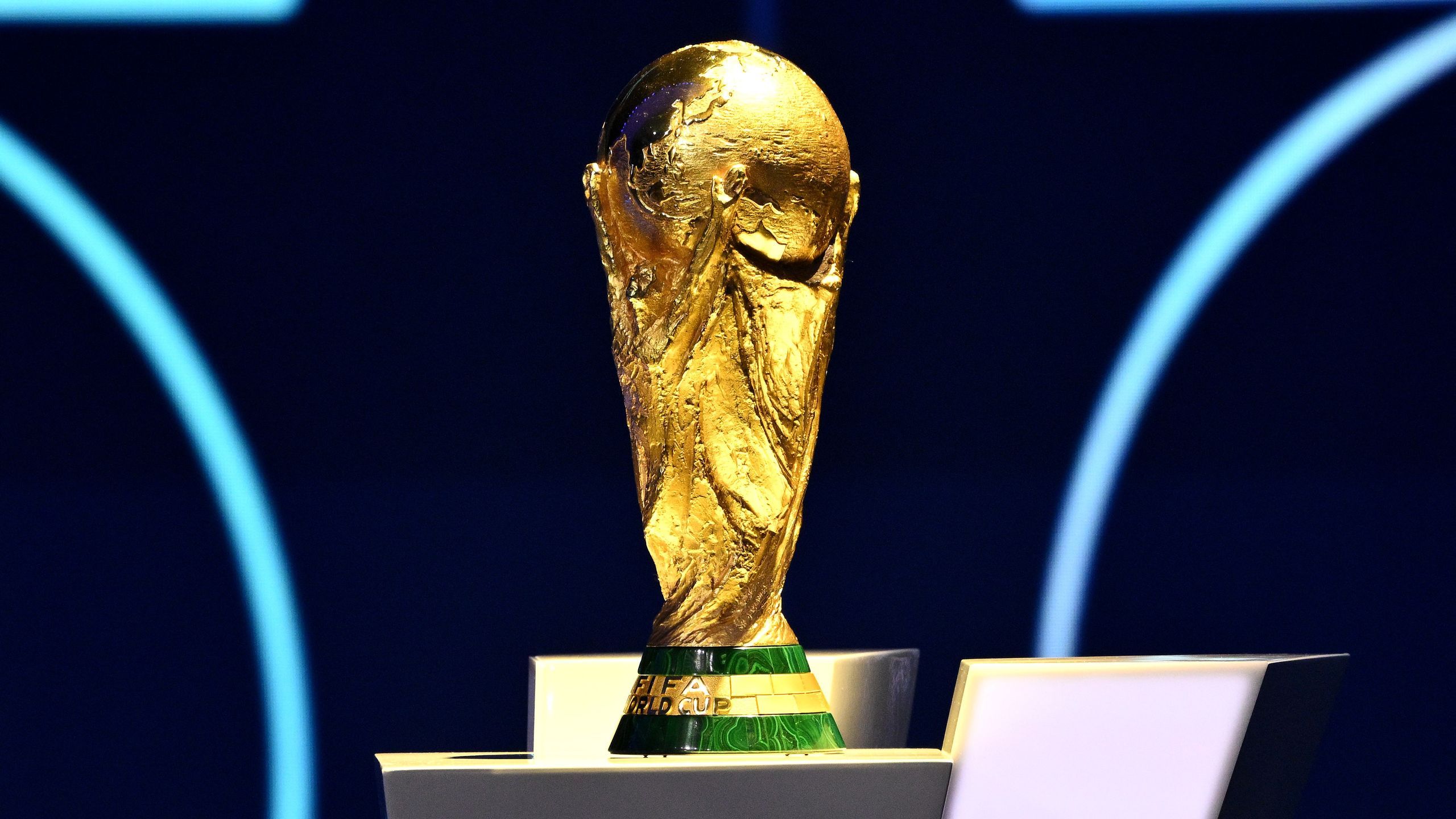 The FIFA World Cup trophy, the most recognizable symbol in global football, as broadcasting rights for the 2026 tournament in South Africa move into new hands.