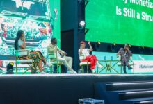 Artists Iyanii and Ssaru join Enos Olik and Cedo Kadenyi on stage at Safaricom Decode, where they led a practical discussion on content creation, monetization strategies, and building sustainable creative careers.