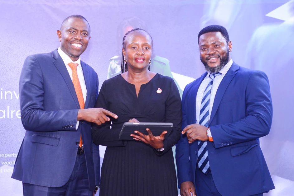 L-R: Paul Njoki, Head of Affluent and Wealth Management, Kenya and East Africa; Joyce Kibe, Head of Corporate Affairs, Brand and Marketing, Kenya and Africa; and Ouma Orero, Head of Wealth Management Products, Kenya and East Africa.