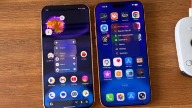 An Android smartphone and an iPhone displayed side by side as Google expands Android 17 with Gemini AI tools, creator features and deeper cross-platform integration.