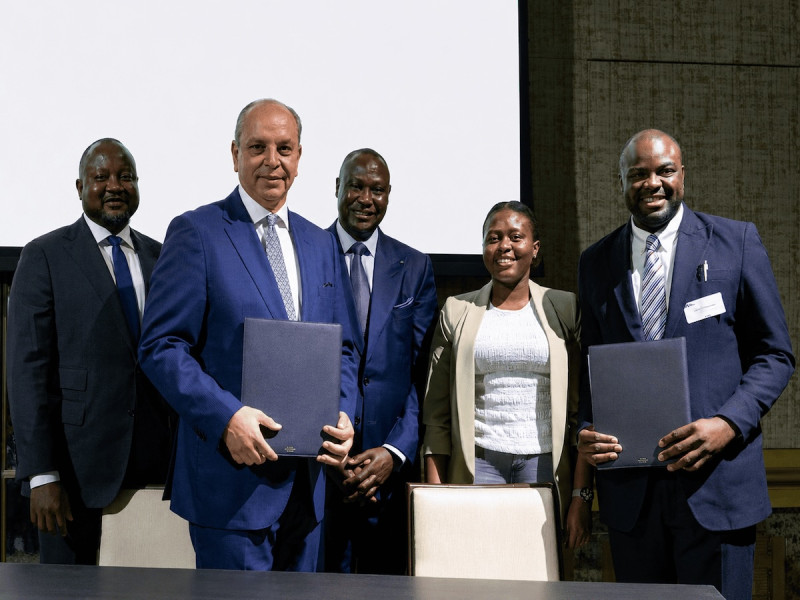 Samaila Zubairu, President and Chief Executive Officer of Africa Finance Corporation (centre), with representatives from AFC and investment partners during a signing linked to the corporation’s African technology fund investment programme.