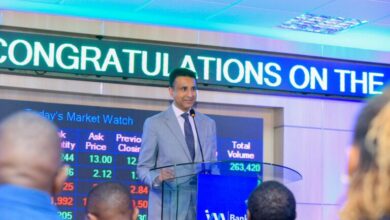 I&M Bank officials during the Nairobi Securities Exchange listing ceremony for the bank’s medium-term note.