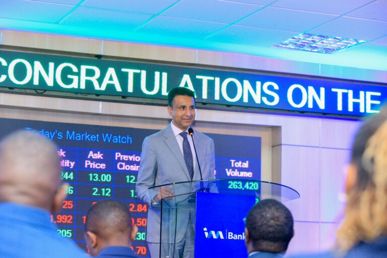 I&M Bank officials during the Nairobi Securities Exchange listing ceremony for the bank’s medium-term note.