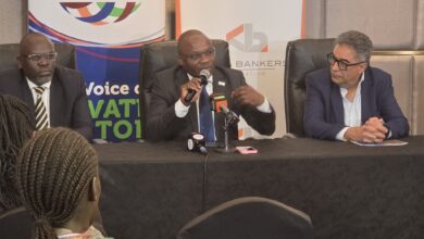 Raimond Molenje, Chief Executive Officer of the Kenya Bankers Association, speaks during a joint Finance Bill 2026 press briefing hosted with the Kenya Private Sector Alliance in Kiambu County on May 25, 2026. Seated on the right is Dr. Jas Bedi, Chairperson of the Kenya Private Sector Alliance.