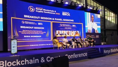 Chebet Kipingor, Business Operations Manager at Busha, joins Bonface Ombui, CEO of Choice Bank, Mark Mwaniki, Commercial Director for East Africa at Verto, and Duncan Muchangi, Head of Business Development at Fonbnk, during a breakout session at the Kenya Blockchain & Crypto Conference 2026 focused on stablecoins, compliance and cross-border payments in Africa.