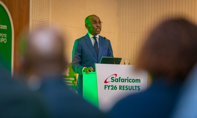 Peter Ndegwa, Group CEO of Safaricom, speaks during the company’s FY2026 results presentation in Nairobi/CMA Clears Vodafone's $1.6bn Safaricom Deal/Safaricom Vodacom sale high court rulling