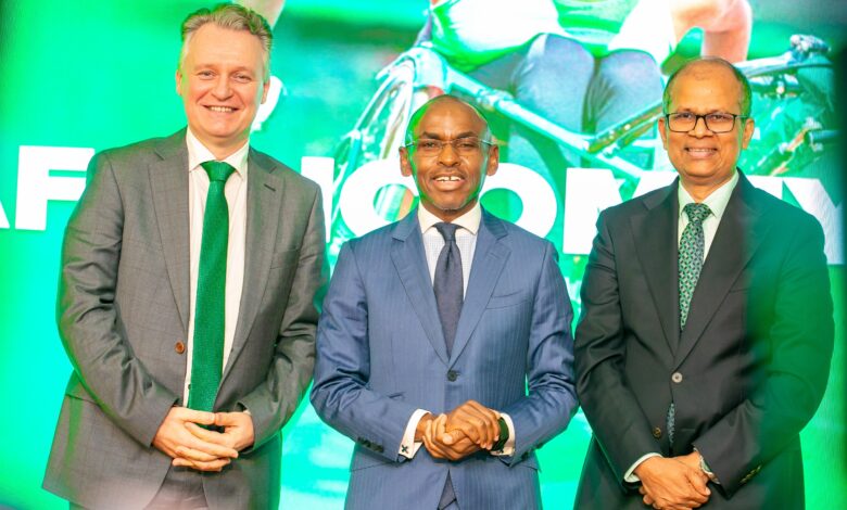 Peter Ndegwa and fellow Safaricom executives during the FY2026 results briefing, where the company outlined broader ambitions around digital infrastructure, platform services and long-term ecosystem growth.
