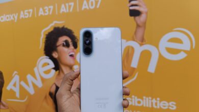 The Samsung Galaxy A57 5G on display during the Galaxy Hangout creator event in Nairobi, where Samsung showcased its new AI-focused A-series lineup alongside mobile photography and creator tools.