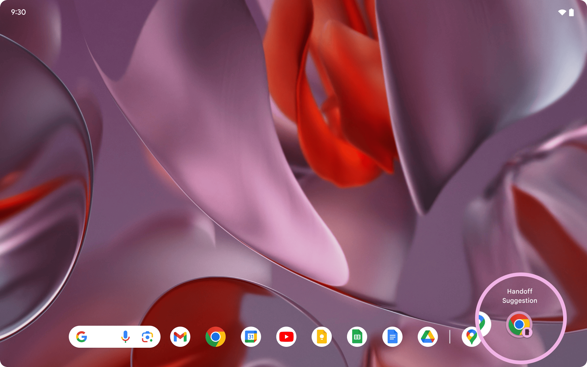 Android 17’s Continue On feature surfaces a Google Chrome handoff suggestion directly in the tablet taskbar, allowing users to resume activity from another Android device.