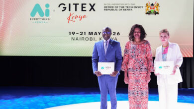 Ahead of the May 19–21 AI Everything Kenya x GITEX Kenya forum in Nairobi, KAOUN International chief executive Trixie LohMirmand, who also serves as Dubai World Trade Centre executive vice president, appears with officials during the event rollout.