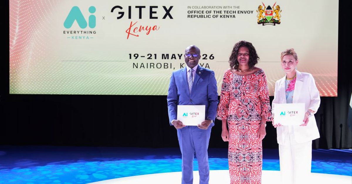 Ahead of the May 19–21 AI Everything Kenya x GITEX Kenya forum in Nairobi, KAOUN International chief executive Trixie LohMirmand, who also serves as Dubai World Trade Centre executive vice president, appears with officials during the event rollout.