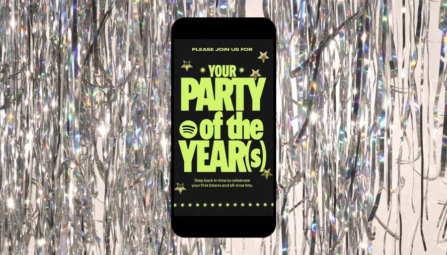 Spotify’s “Your Party of the Year(s)” anniversary feature lets users revisit years of listening history through a Wrapped-style mobile recap.