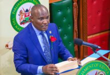 Treasury Cabinet Secretary John Mbadi speaking in Parliament during the presentation of Kenya's 2026/27 Budget.