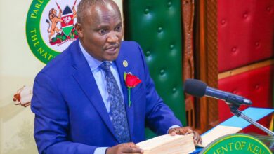 Treasury Cabinet Secretary John Mbadi speaking in Parliament during the presentation of Kenya's 2026/27 Budget.