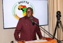 Speaker at an AfCFTA event discussing African trade integration, cross-border payments, logistics and connectivity.