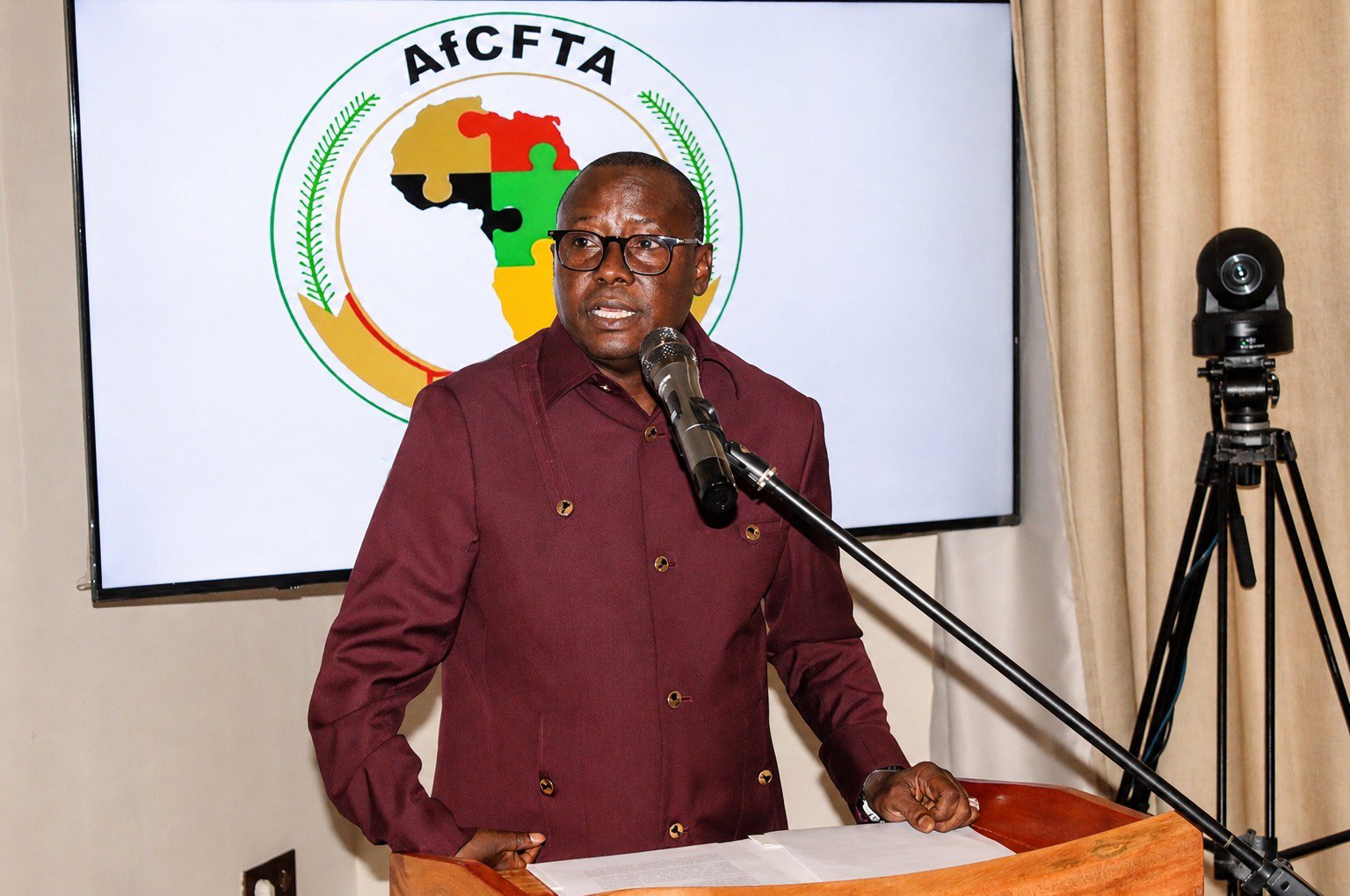 Speaker at an AfCFTA event discussing African trade integration, cross-border payments, logistics and connectivity.