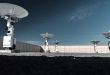 Project Kuiper ground station antennas used to connect Amazon's low Earth orbit satellite broadband network with users on the ground.