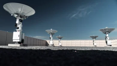 Project Kuiper ground station antennas used to connect Amazon's low Earth orbit satellite broadband network with users on the ground.