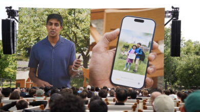 Apple executive demonstrates AI-powered photo editing features in Photos during WWDC 2026.