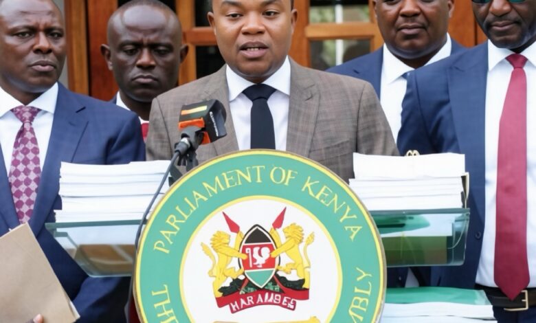 Kimani Ichung’wah, Kimani Kuria and Samuel Atandi brief journalists at Parliament Buildings in Nairobi after Finance Bill 2026 cleared a key stage in the National Assembly, with several proposals continuing to attract political, economic and legal scrutiny.