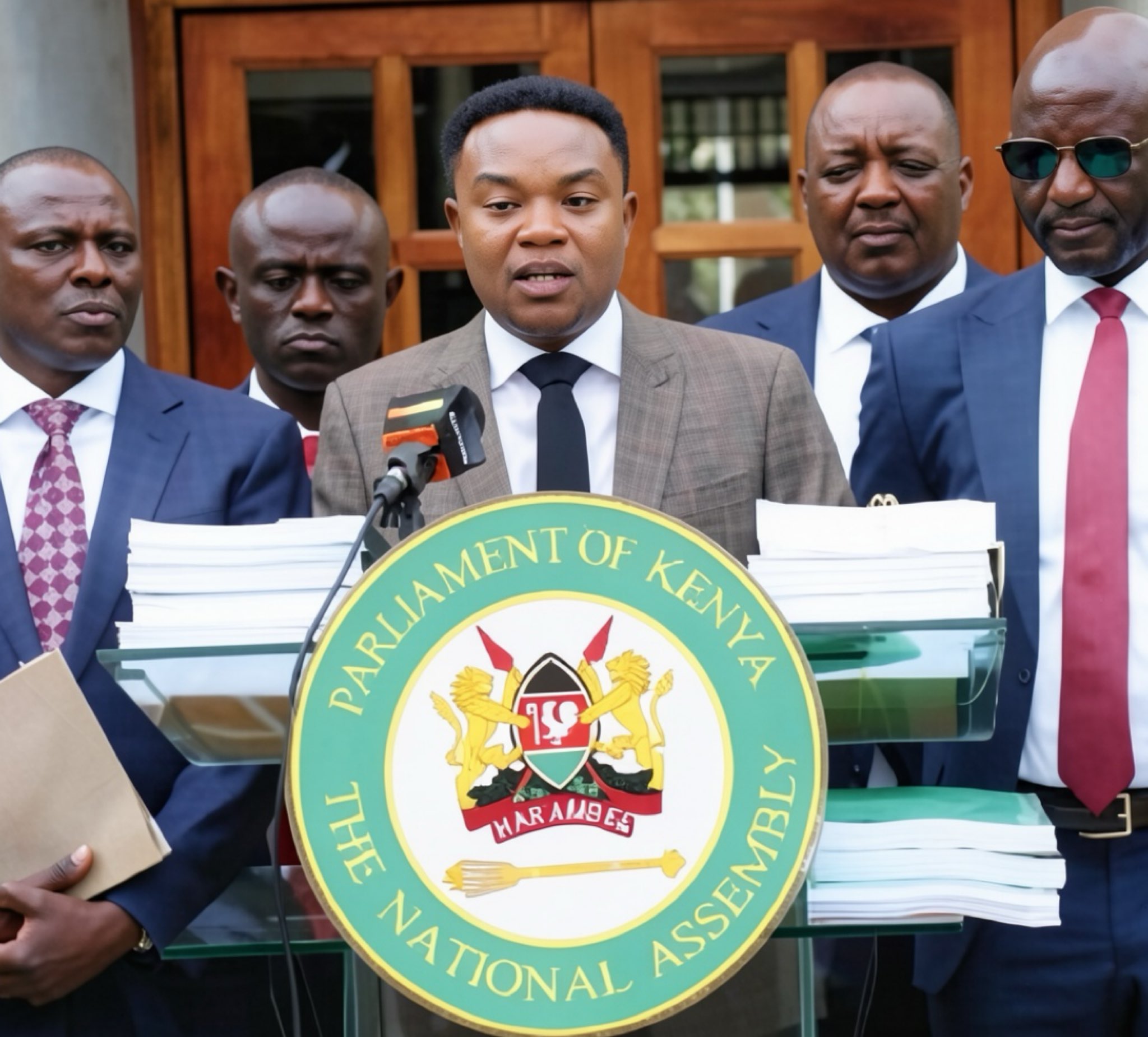 Kimani Ichung’wah, Kimani Kuria and Samuel Atandi brief journalists at Parliament Buildings in Nairobi after Finance Bill 2026 cleared a key stage in the National Assembly, with several proposals continuing to attract political, economic and legal scrutiny.