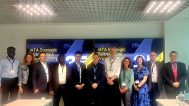 Kora and IATA representatives pose for a group photo during a meeting on airline payment infrastructure in Africa.