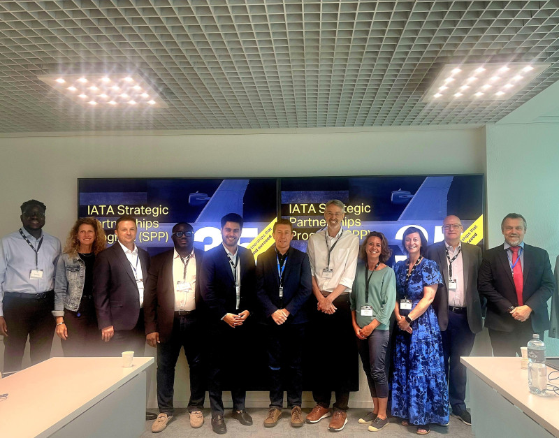 Kora and IATA representatives pose for a group photo during a meeting on airline payment infrastructure in Africa.