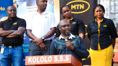 Ibrahim Senyonga, General Manager of MTN Uganda's Enterprise Business Unit, addresses attendees during the launch of Cashless School Days, a new smart wristband-powered transport solution for students.