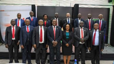 Mwalimu National DT SACCO and NCBA Bank officials at the launch of Salo Xpress, a digital payroll management solution in Kenya.