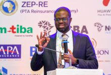 Samuel Otieno Odhiambo of NCBA Bancassurance addressing delegates at InsurTech Forum Nairobi 2026 during a discussion on insurance innovation and execution.